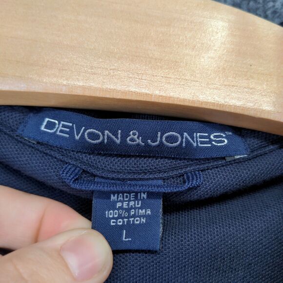 Devon & Jones Men's Irwin Racing Polo Shirt Blue Large Short Sleeve Logo Cotton - Picture 9 of 12